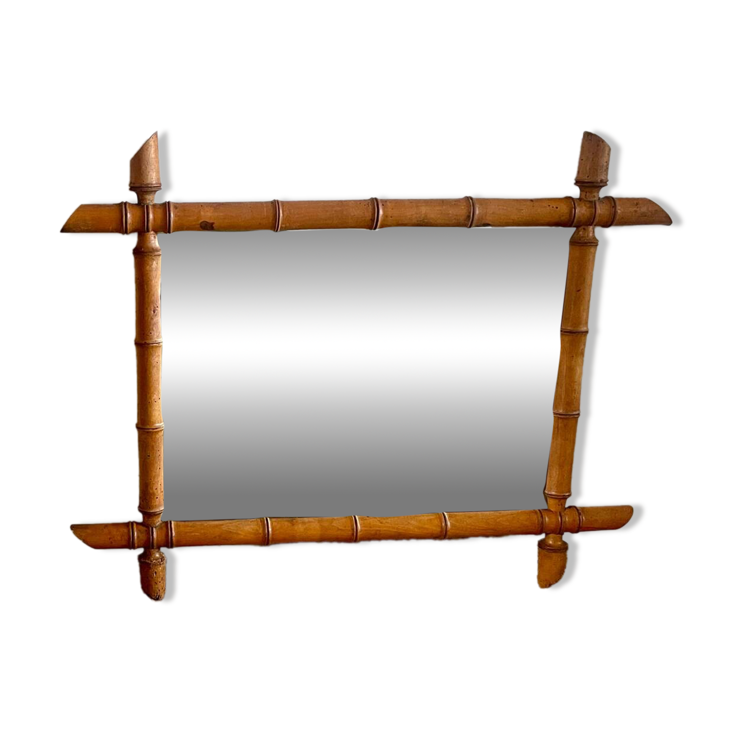 Turned wooden barber mirror