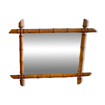 Turned wooden barber mirror