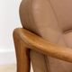 vintage camel leather and wood 2-seater sofa – 1970s
