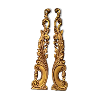 Paire de boiseries en bois sculpté doré style Louis XV