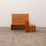 Modular beech set of two room dividers with benches, 1970 Italy