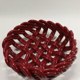Vallauris woven fruit cup like ochre red basket