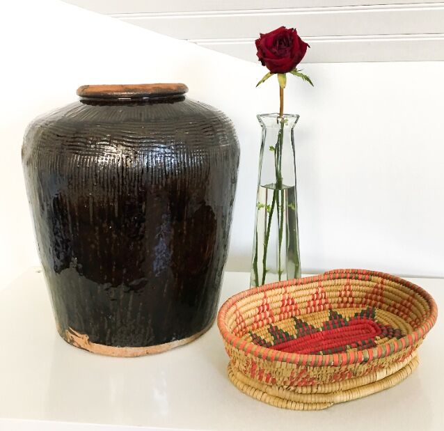 Asian jar in enamelled sandstone