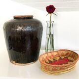 Asian jar in enamelled sandstone