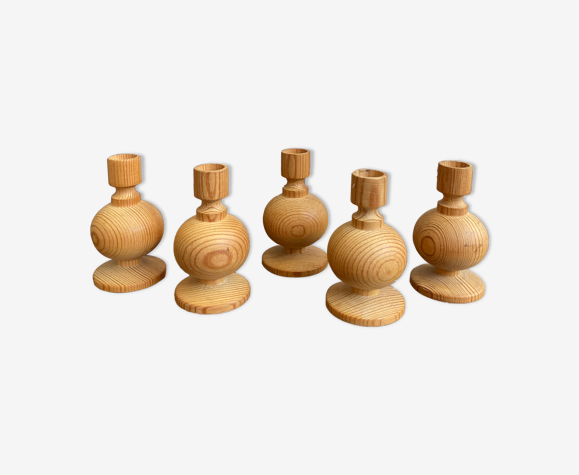 5 bougeoirs bois Aarikka Finland