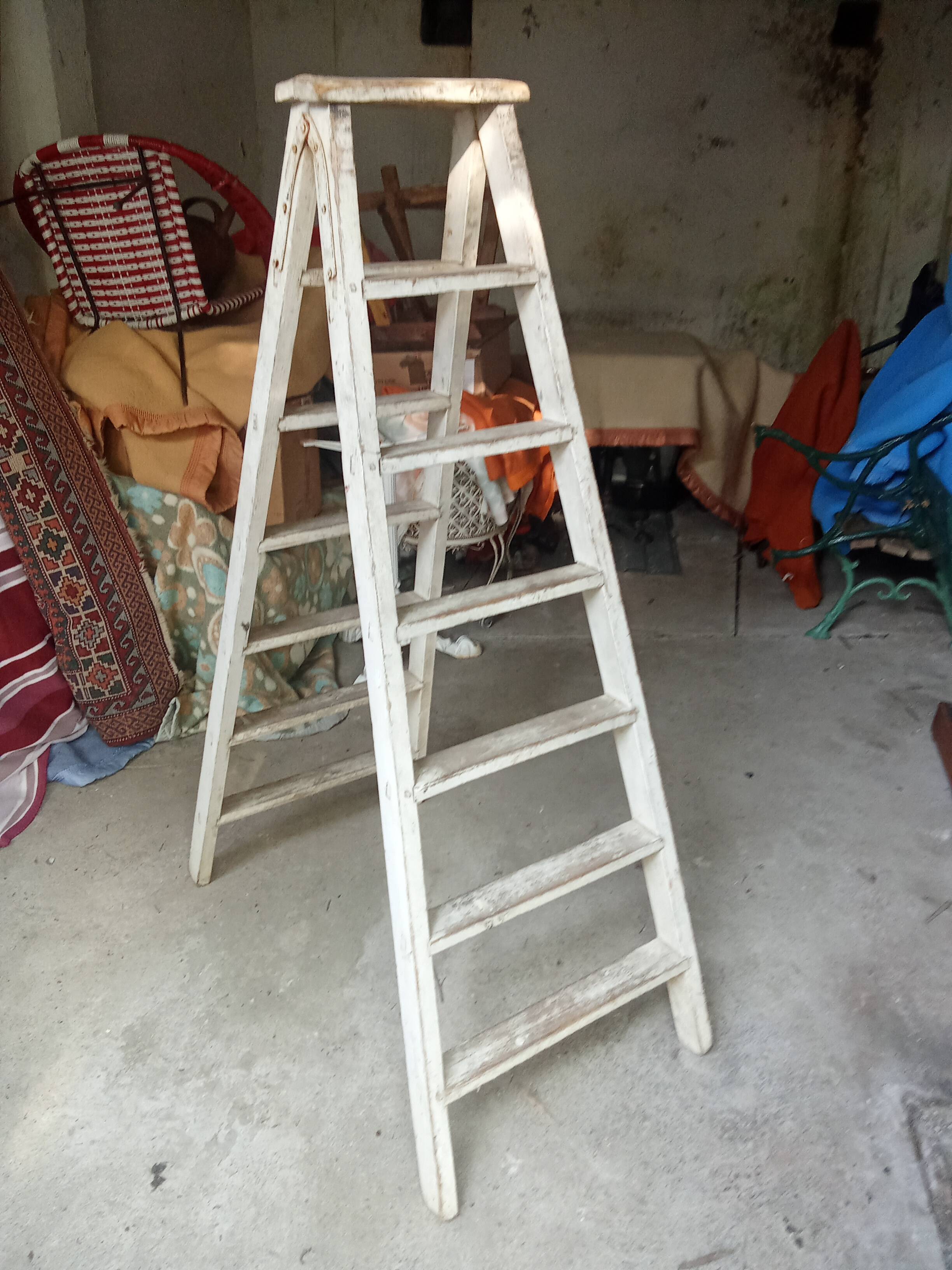 Wooden step stool.