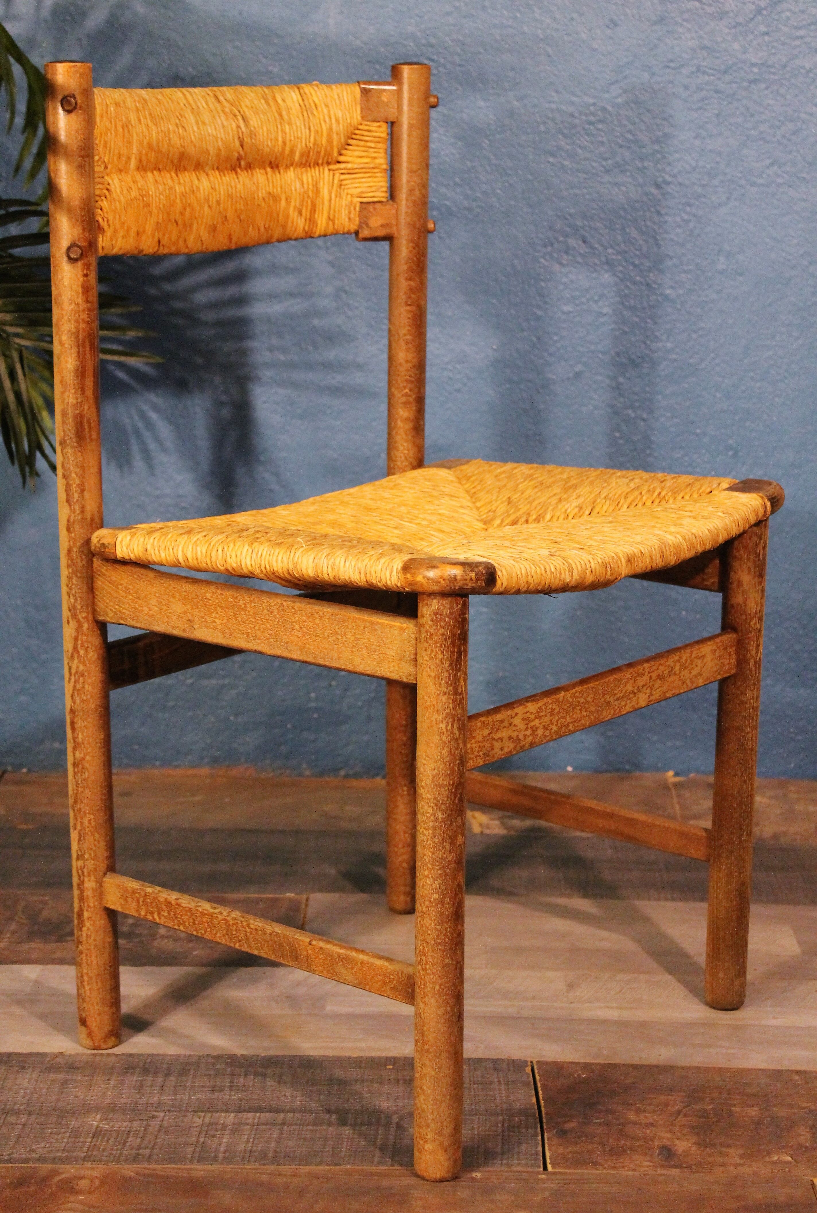 Wooden & straw chair 1960