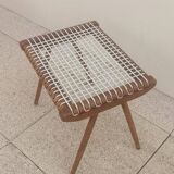 Footrest Georges Tigien, from the 60s. Light teak structure