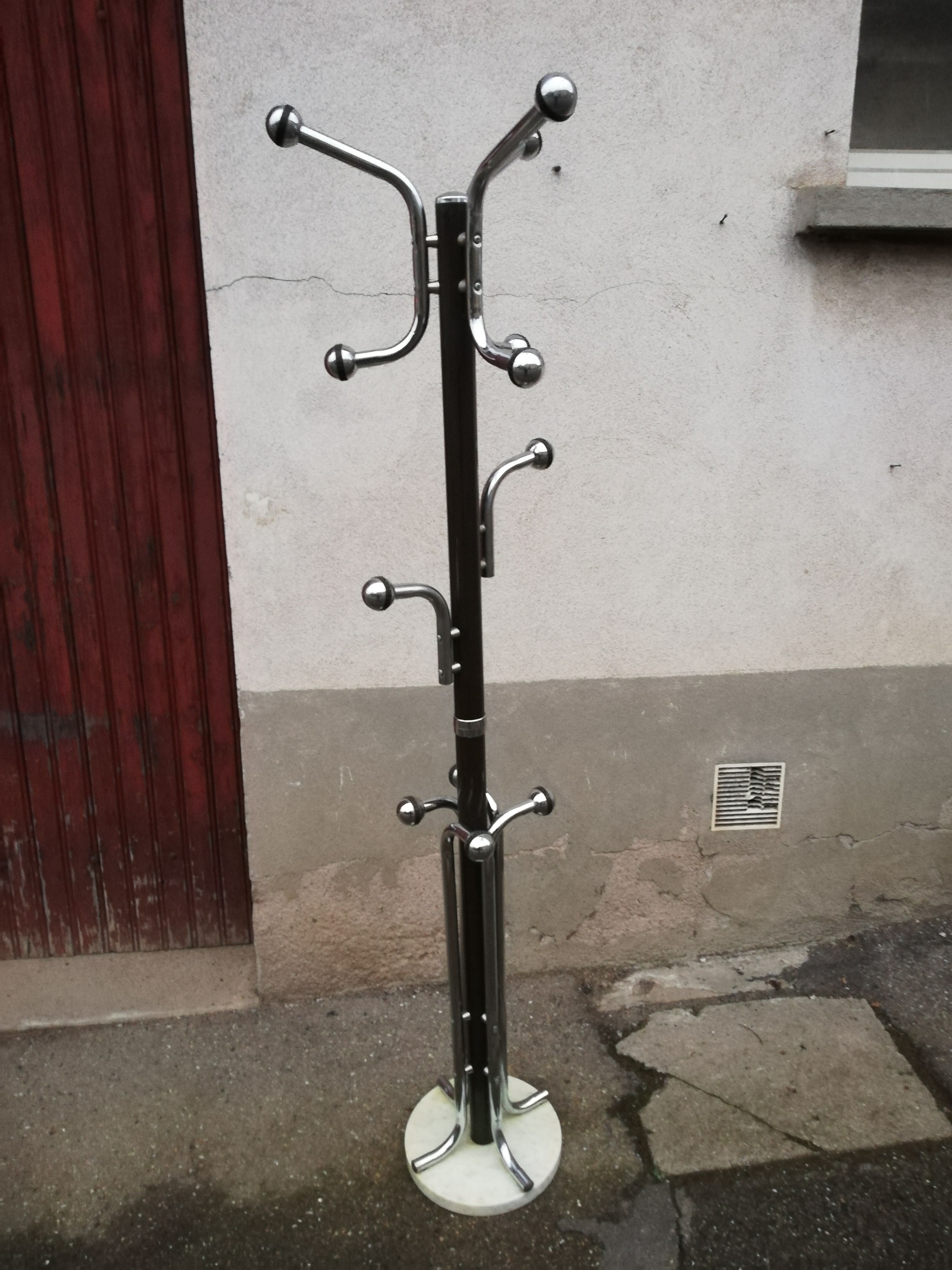 Vintage metal and marble coat rack