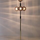 Lampadaire en laiton et verre des années 1980, restauré