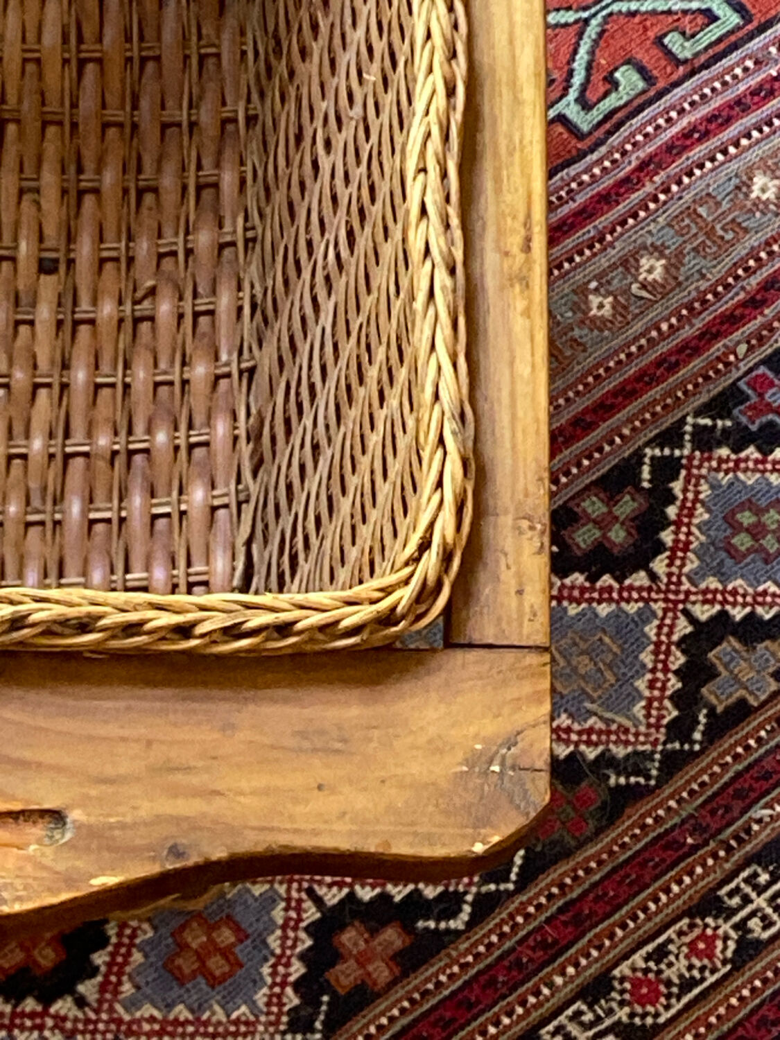 Wicker and wood basket