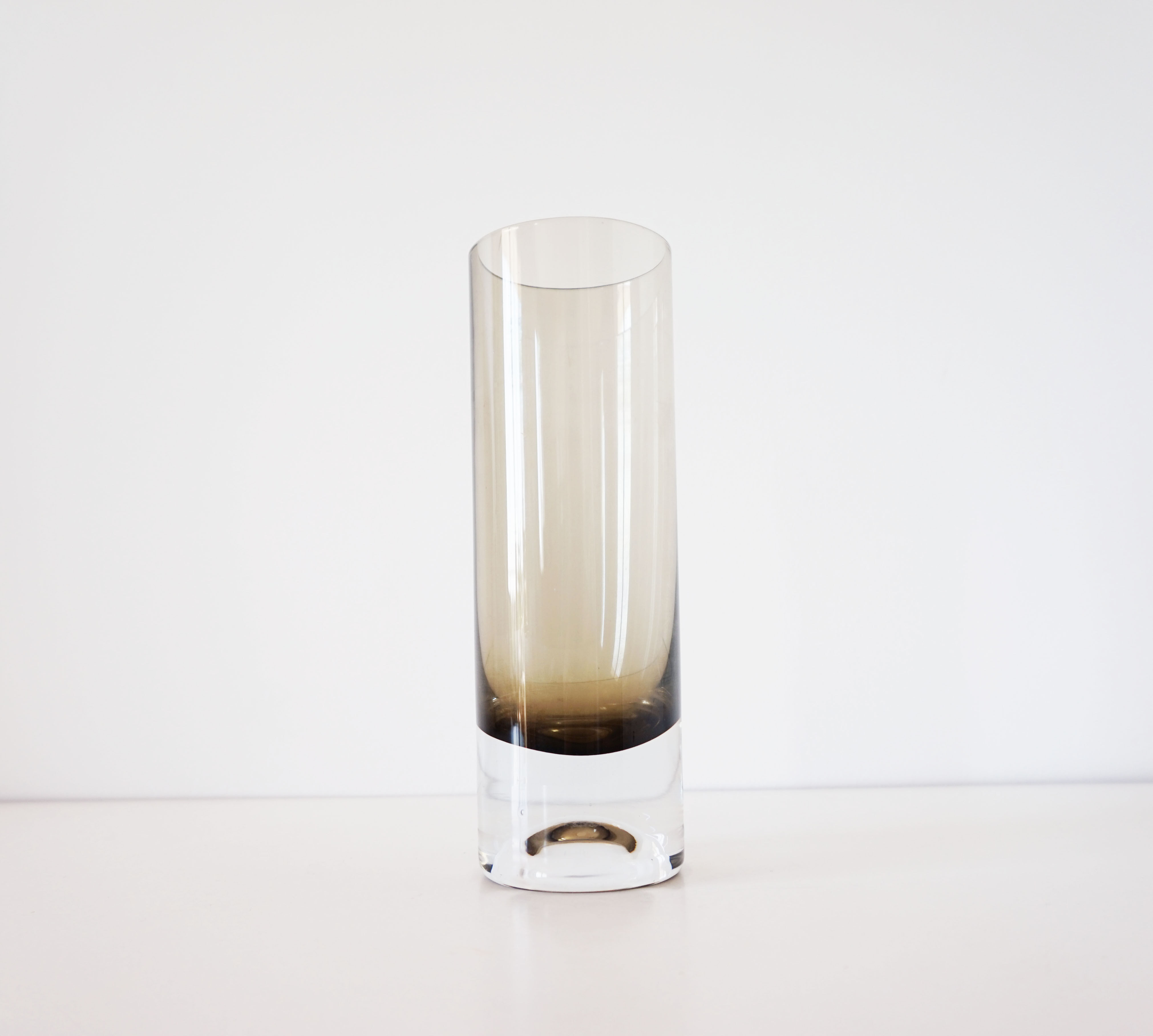 1960 Smoked Glass Roll Vase