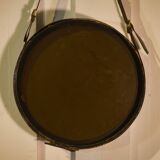 Black leather mirror by Jacques Adnet 1950s