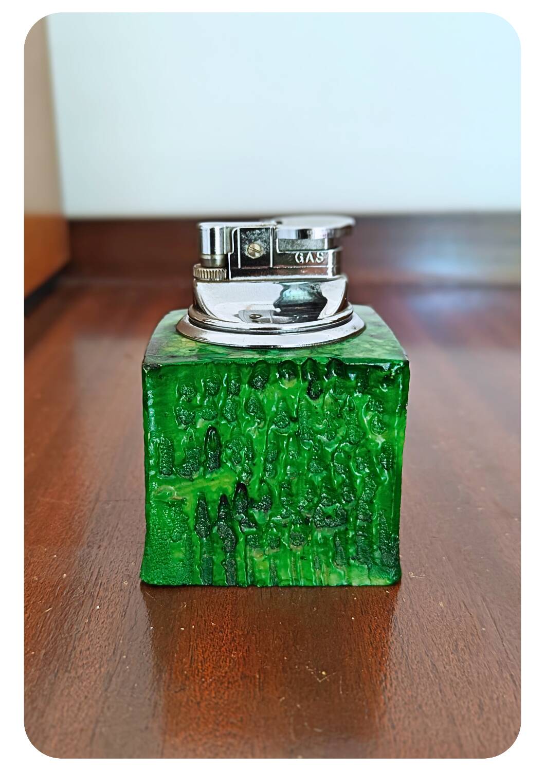 Vintage Green Alabaster Romano Bianchi Table Lighter