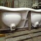 Double sink on spindle feet