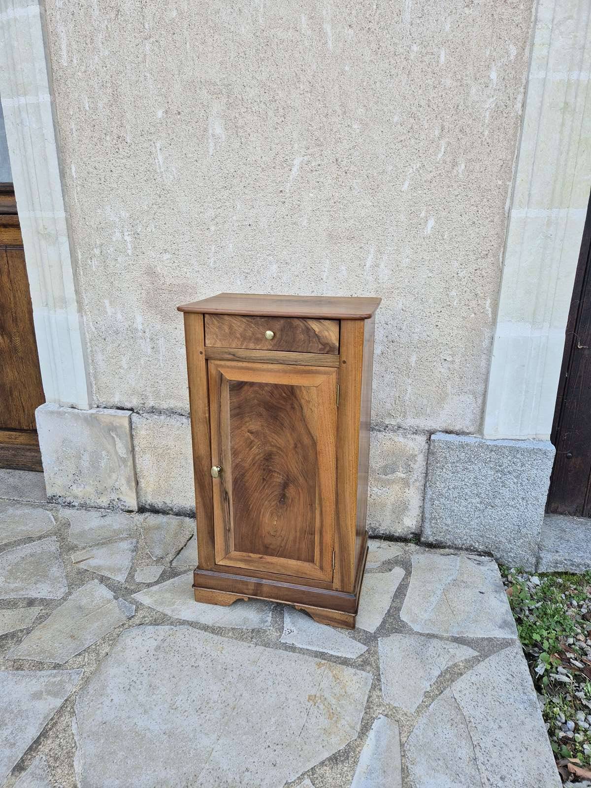 Antique walnut bedside table