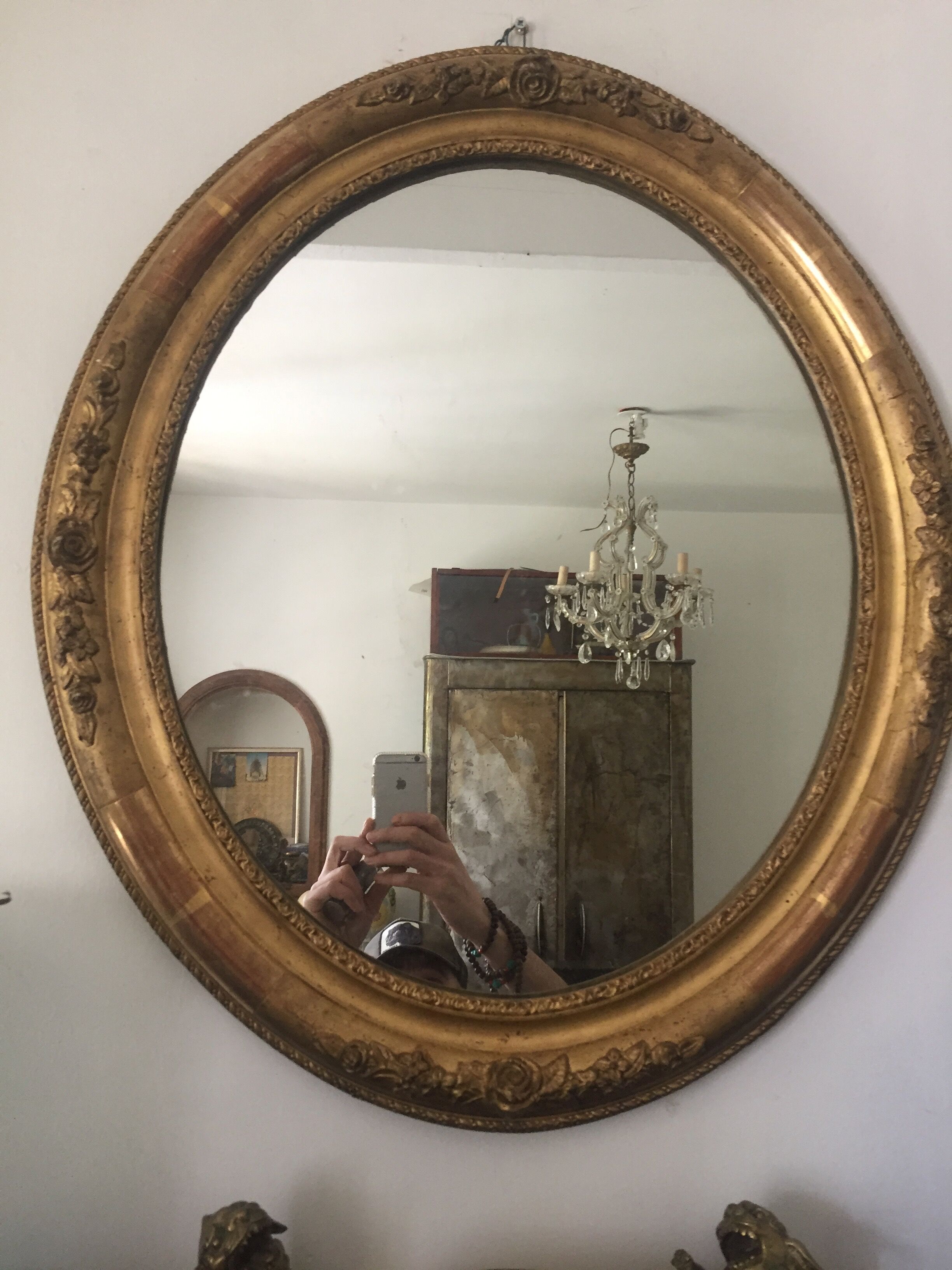 Ovoid mirror/Wood&Stucco/Gold leaf gilding/Debut XXth