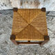 Old Trapezoid Stool Wood + Woven Straw Seat #D823