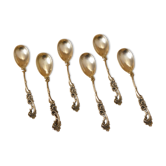 Set de 6 cuillère moka métal argenté XIXe modèle Néo Louis XV poinçon charançon