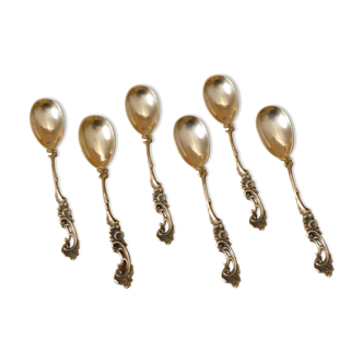 6 spoon mocha silver metal 19th model Neo Louis XV weevil punch