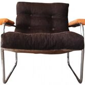 G.Lundgren lounge chair for Ikea, velvet & chrome tubes 1970
