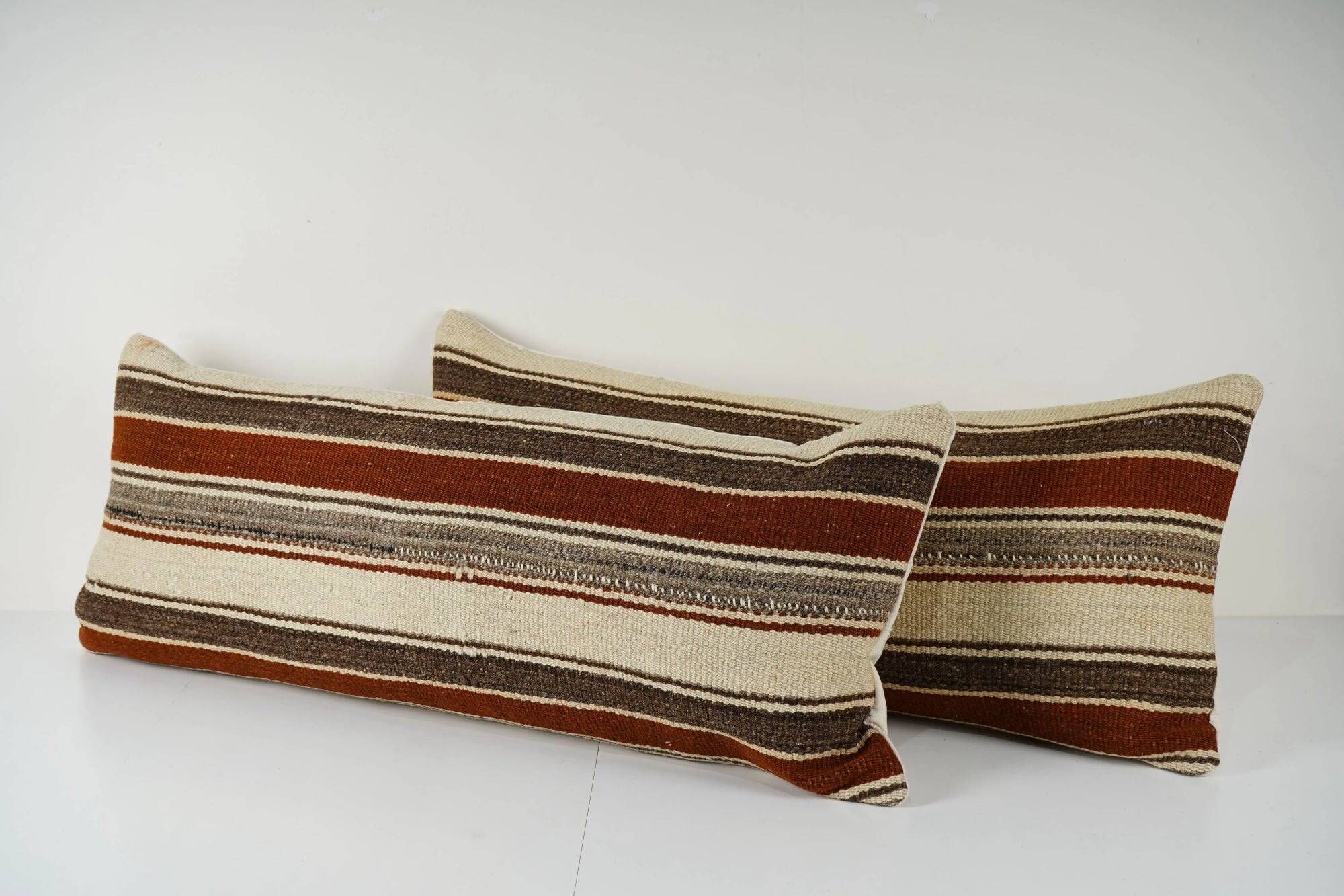 Set of 2 vintage kilim cushion covers 41x102 cm