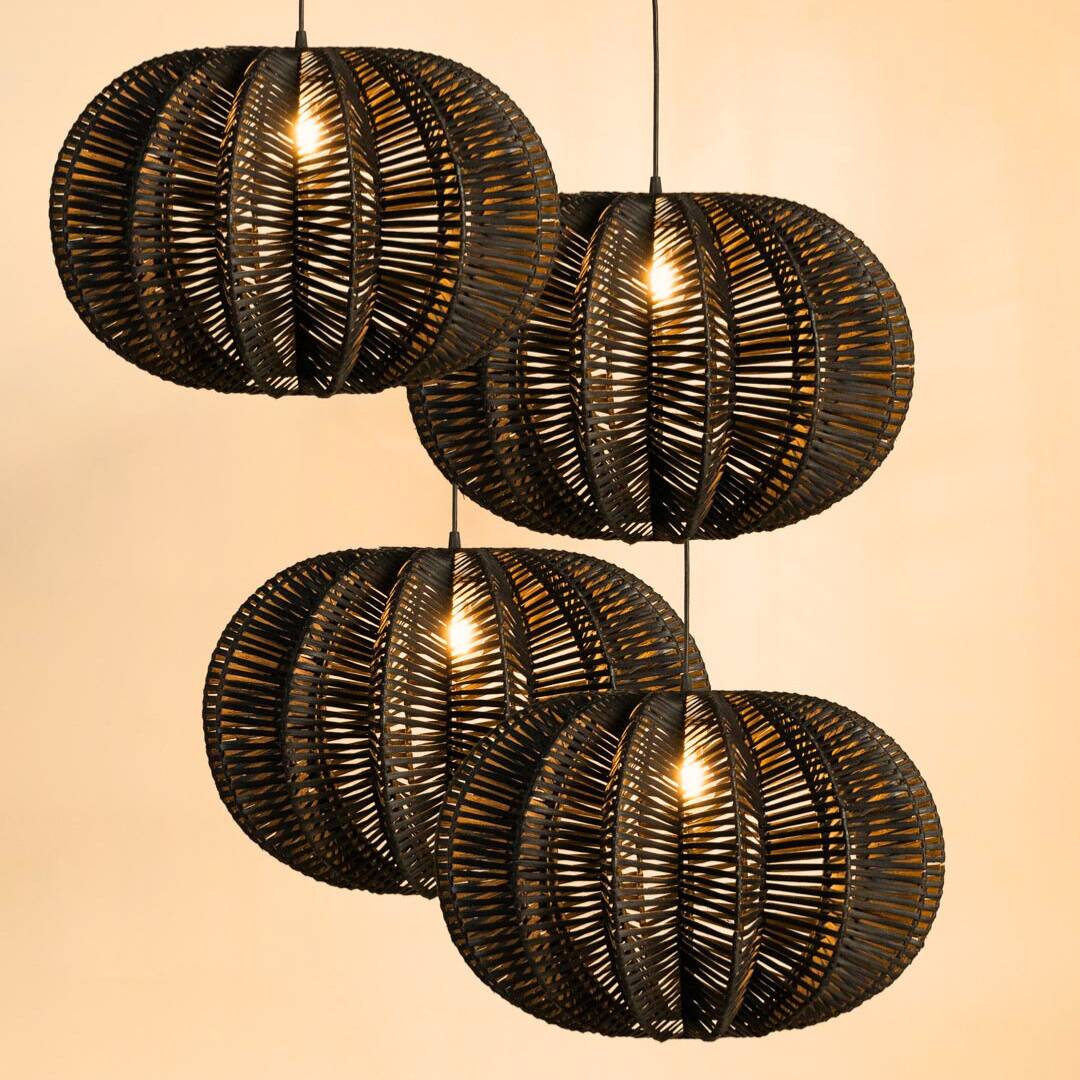 Black rattan pendant light - Dalia