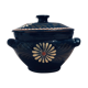 Alsatian pottery soup decorated with white flowers and green arabesques motifs