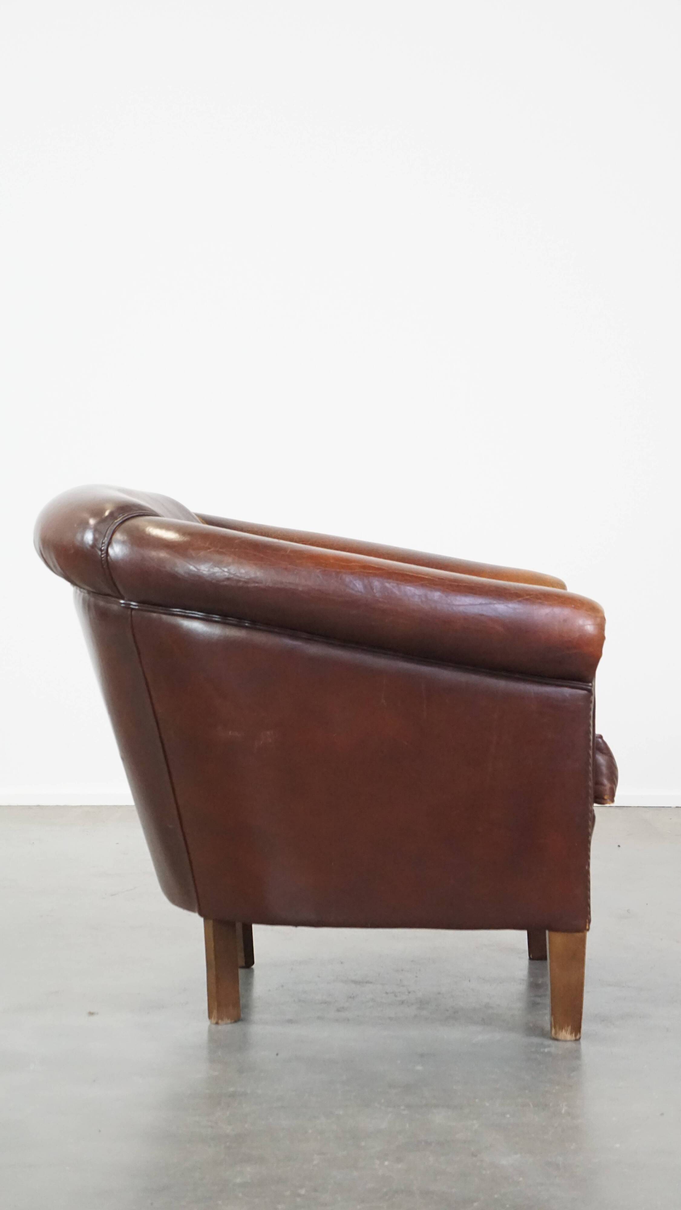 Vintage club armchair made of sheep leather