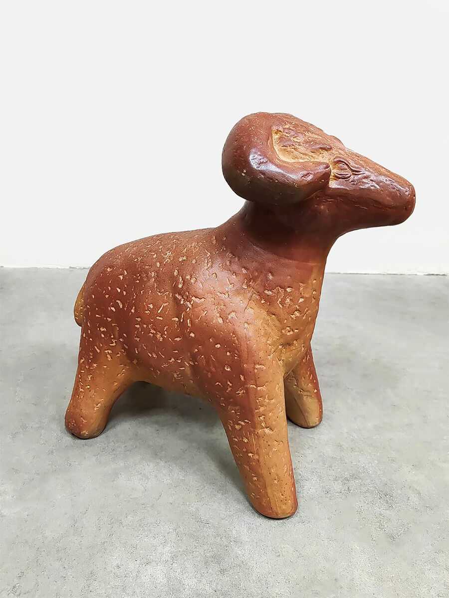 Vintage large decorative ceramic ram sculpture
