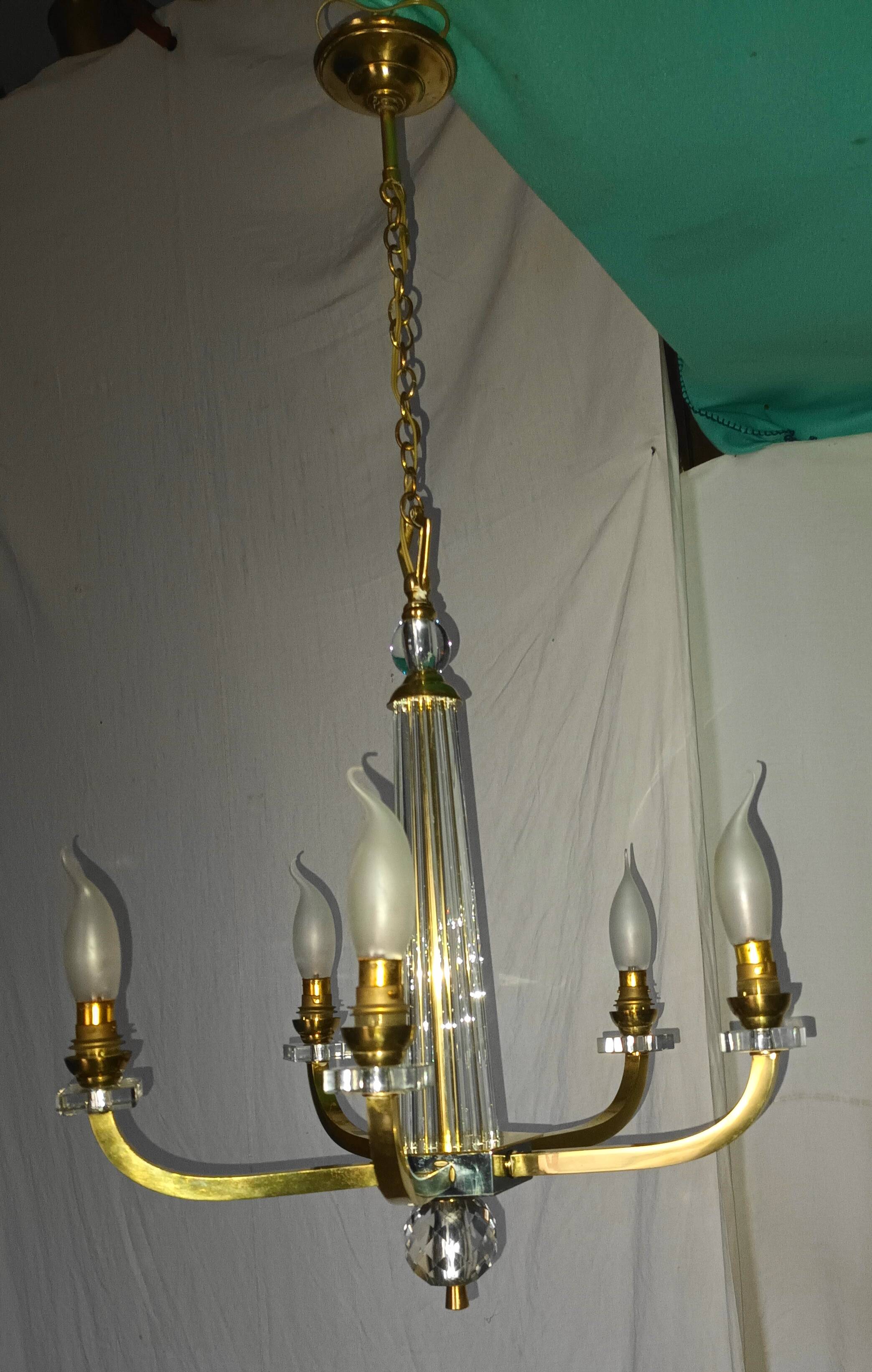 Art Deco chandelier attributed to Jacques Adnet, 1950s/60s.