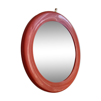 Miroir rond orange seventies syla made in france