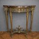 Louis XVI style demi-lune console – carved wood and marble top