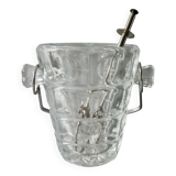 Cut glass ice bucket and its pliers