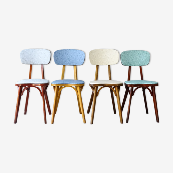 Set of 4 chairs bistro compass Boiclerc 1960 skai 4 colors