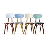 Set de 4 chaises bistrot compas Boiclerc 1960 skaï 4 couleurs