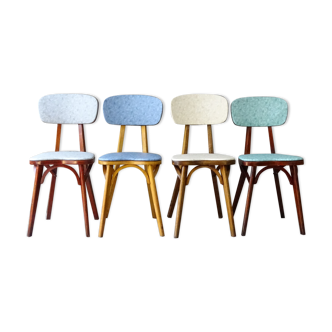 Set of 4 chairs bistro compass Boiclerc 1960 skai 4 colors