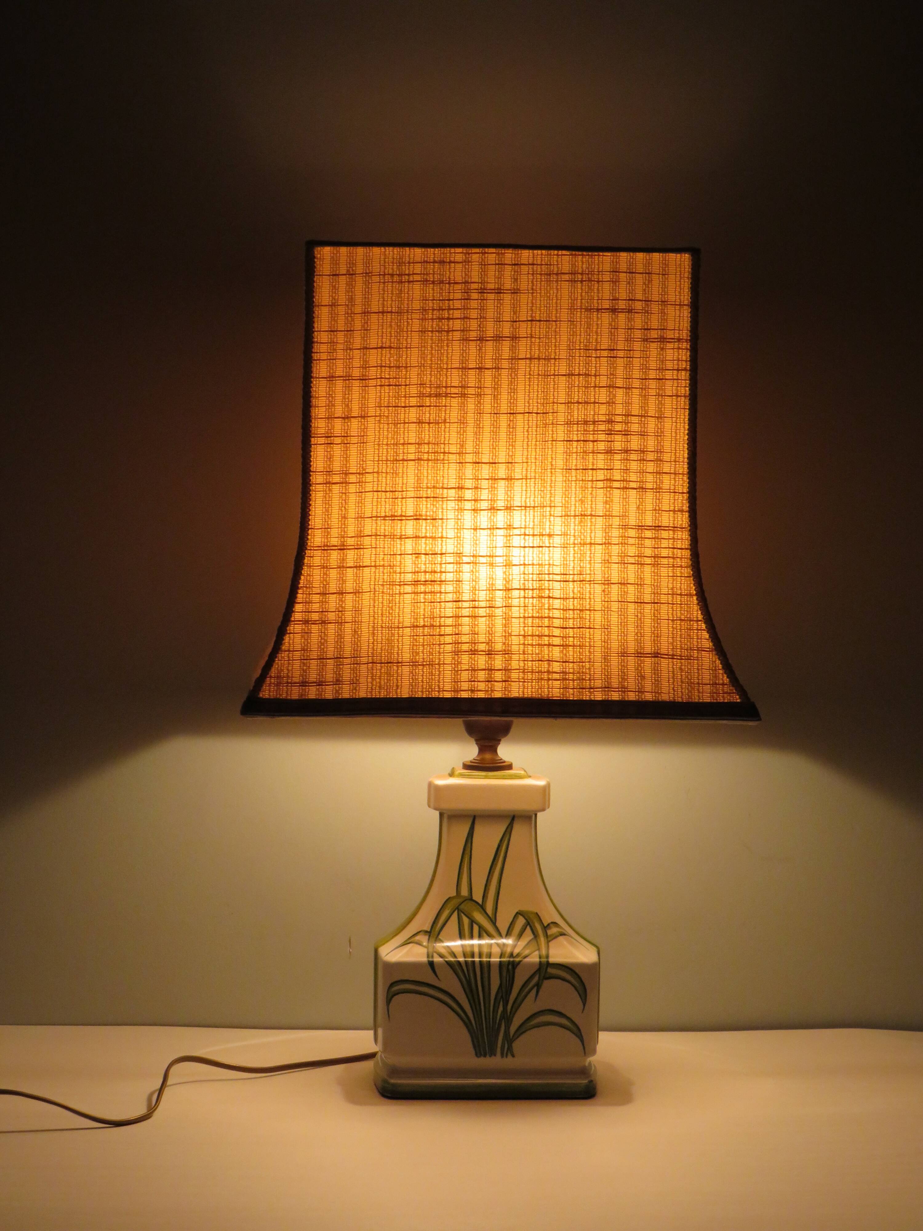 Large white ceramic table lamp from the 1970s