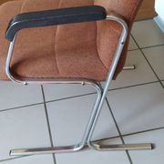 pair of 1970s modernist design armchairs in tweed fabric