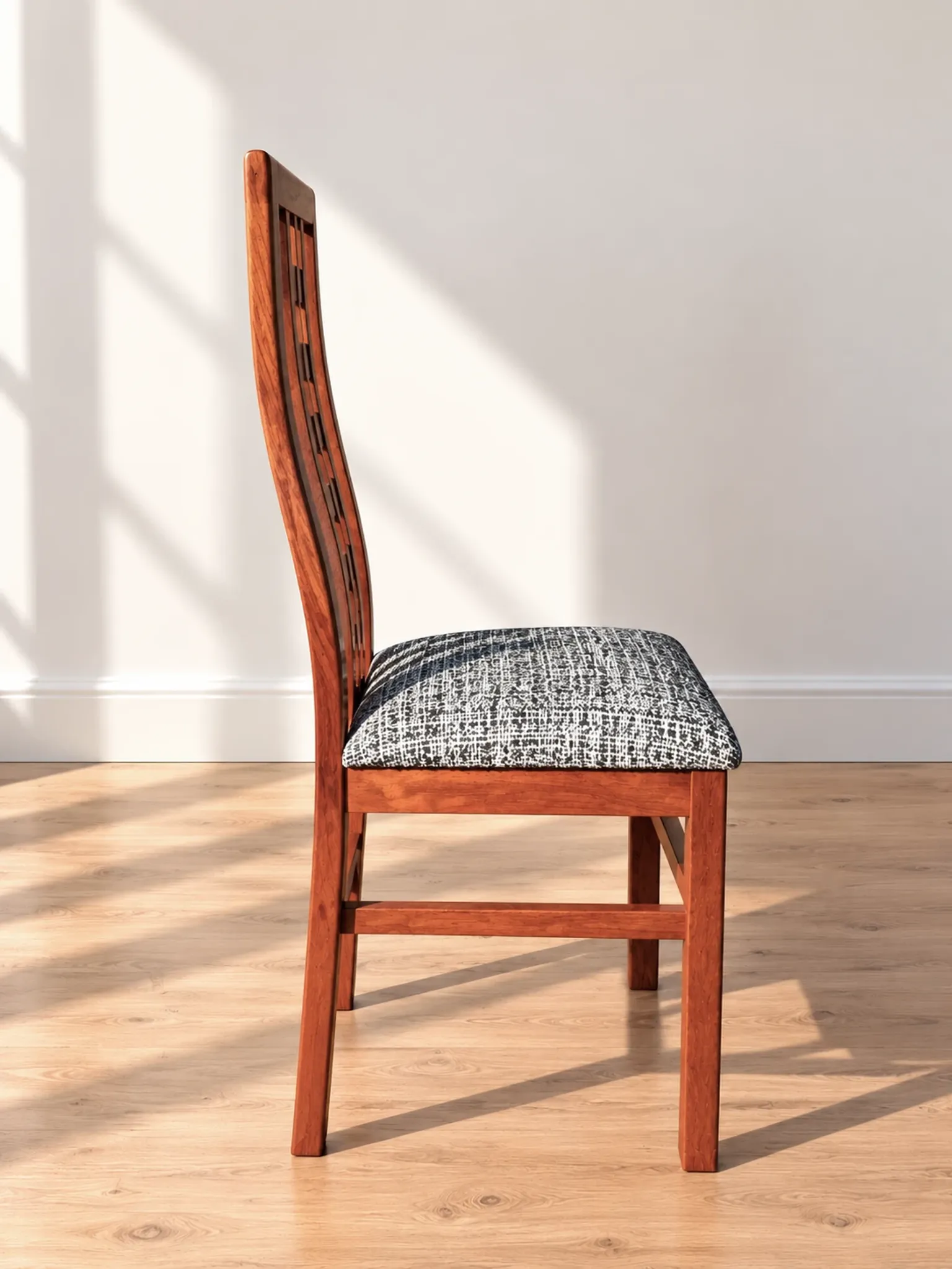 Set of 8 Vintage Teak Chairs in Mackintosh Style - Black and White Zebra Fabric