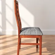 Set of 8 Vintage Teak Chairs in Mackintosh Style - Black and White Zebra Fabric