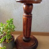 Varnished solid wood plant holder column, rustic chic