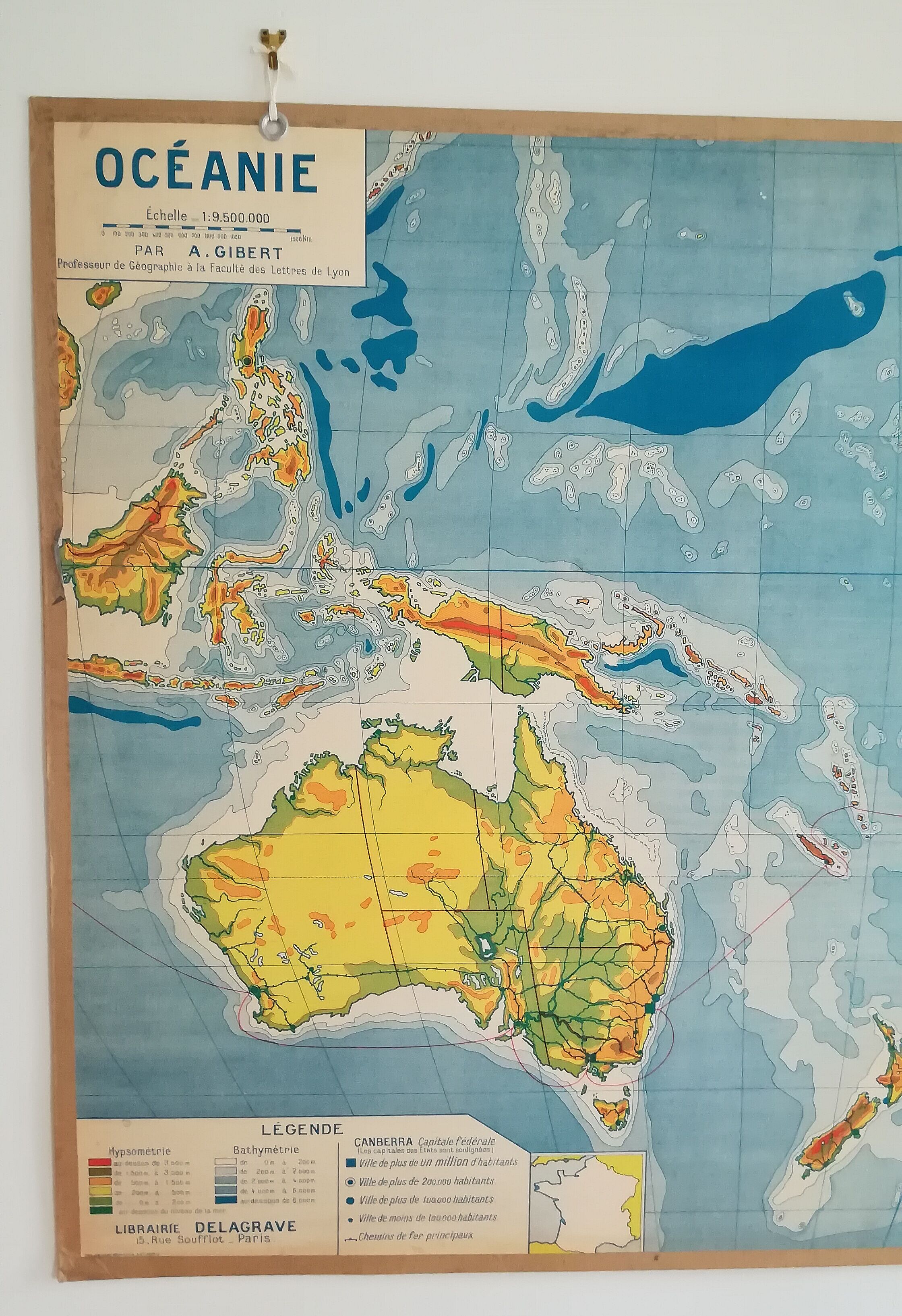 Geographical school Oceania Delagrave 60s map