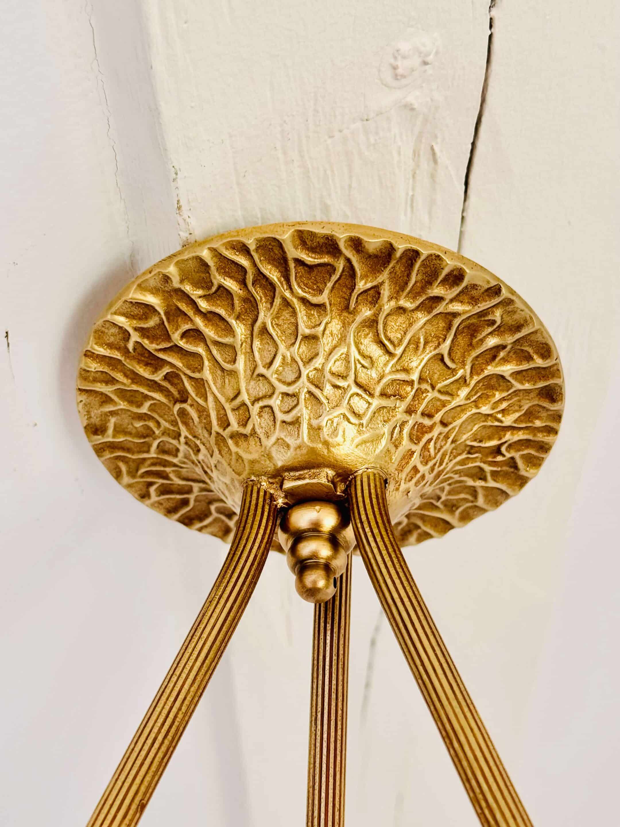 Lustre 3 feux Art Déco, rénové
