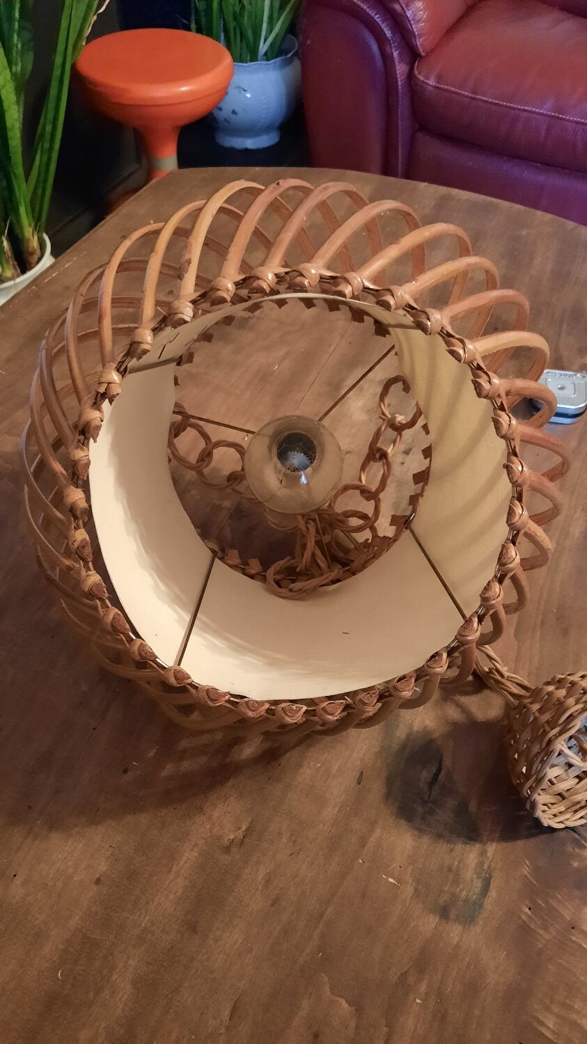 Vintage wicker pendant lamp