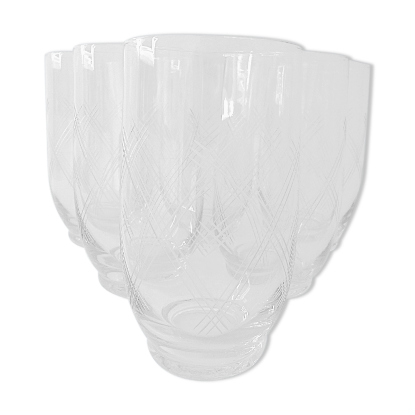 Suite of six glasses with orangeade, cut crystal