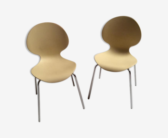 Set de 2 chaises jaune en PVC