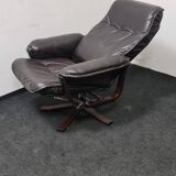 Vintage leather reclining swivel chair