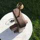Brutalist lamp in vintage oak 1970