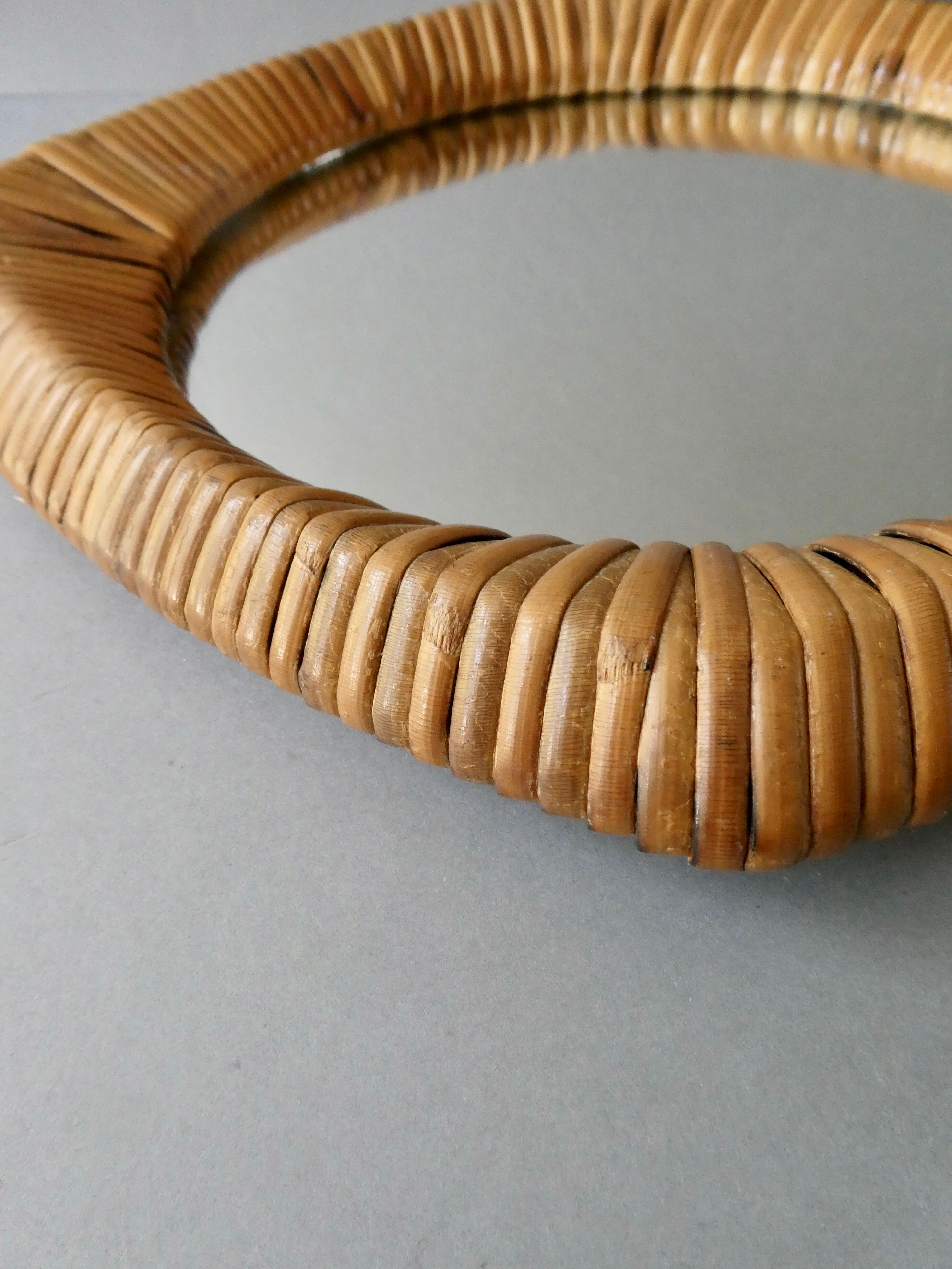 Rattan mirror from the 60s